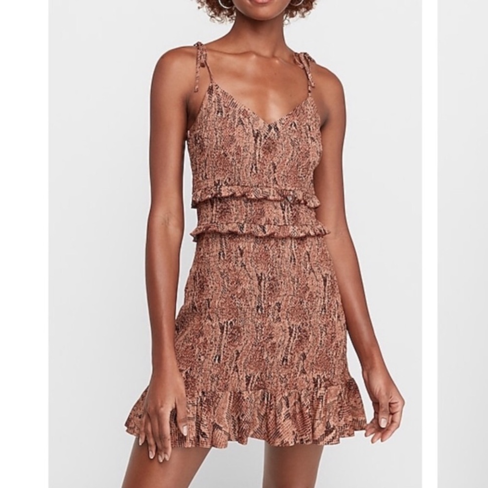 Express Smocked Snakeskin Dress XXS